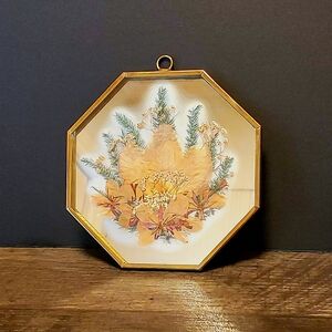 Octagonal Gold Frame with Floral Art